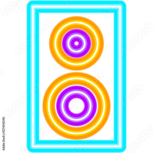 Music Speaker Neon Icon. Vector Illustration of Happy Birthday Celebration. Holiday B-day.