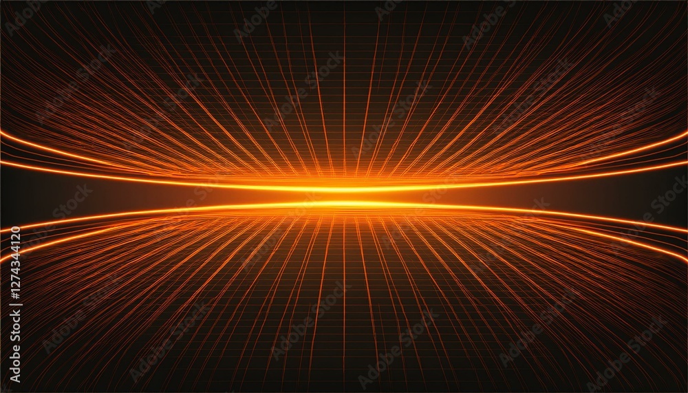 Futuristic black technology background with orange neon lines. Glowing vector banner design. Generated image Futuristic black technology background with orange neon lines. Glowing vector banner design. Generated image