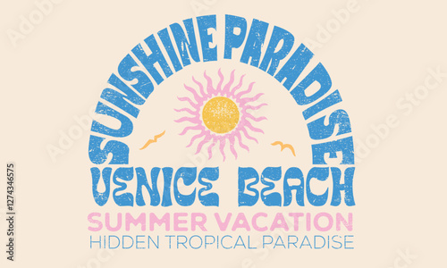 Summer vibes artwork. Surf club design. Beach modern abstract art. Sunshine paradise graphic print design. Enjoy beach life. Sunshine on mind. Ocean abstract wave. Here come the sun.