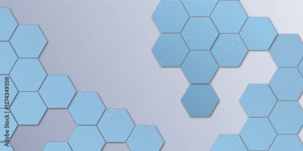 Fototapeta premium Abstract technology sky blue color geometric hexagon on background concept design honeycomb shape vector. 