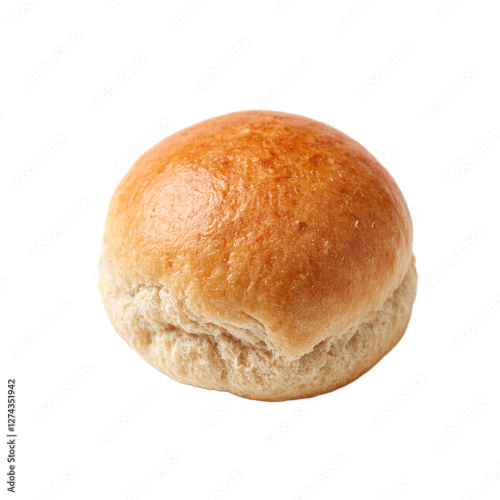 Freshly baked golden dinner roll on white background Freshly baked golden dinner roll on white background