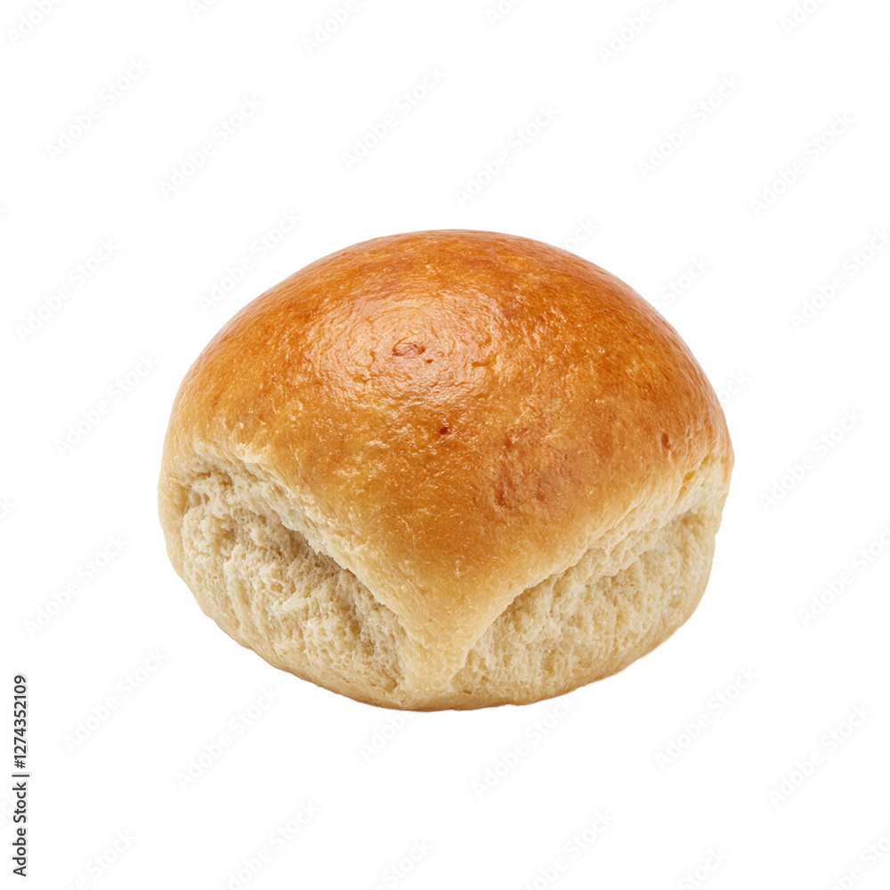 Freshly baked golden dinner roll on white background Freshly baked golden dinner roll on white background
