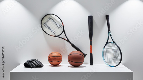 neat sports equipment on a plain background