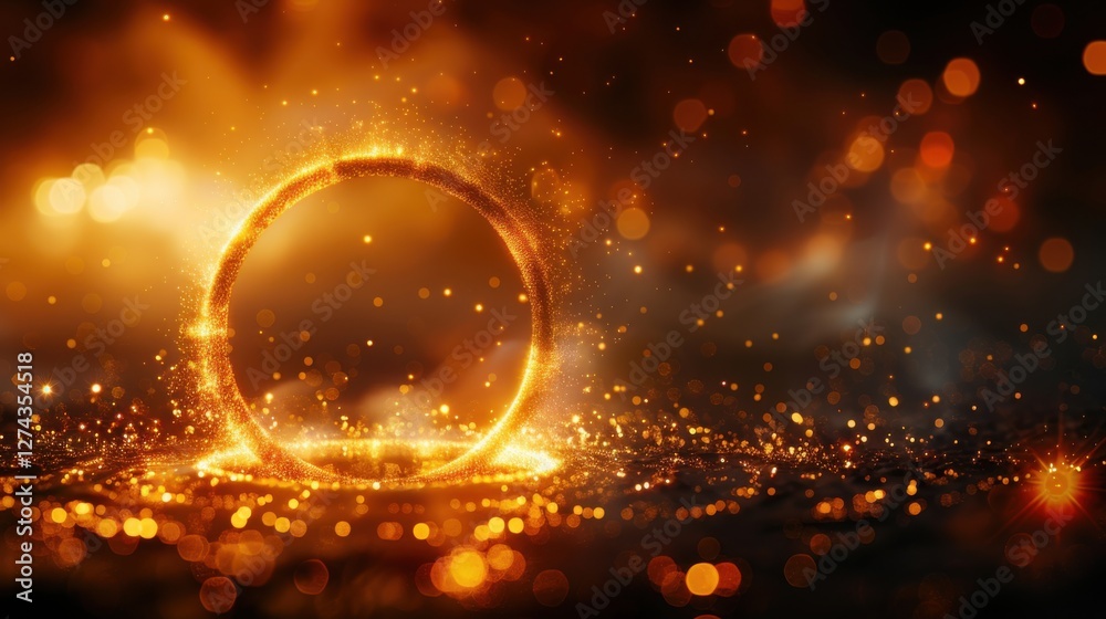 Abstract golden circle effect with a radiant glow and a sophisticated, luxurious atmosphere Abstract golden circle effect with a radiant glow and a sophisticated, luxurious atmosphere