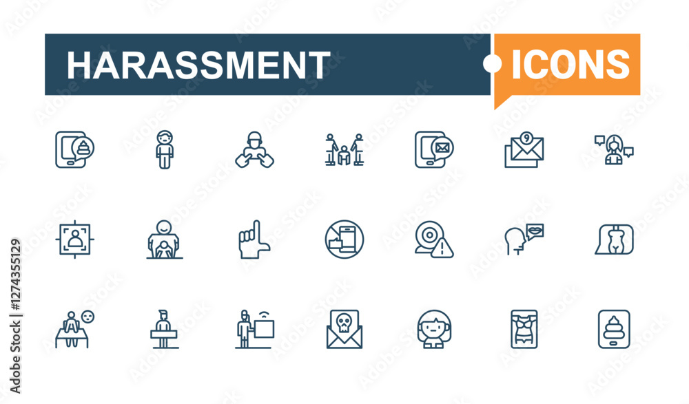 Harassment simple icon. Includes icons for inequality, violence, bullying, harassment, touching, sexual, man, people. Icons for design. Editable vector outline and solid icons. Harassment simple icon. Includes icons for inequality, violence, bullying, harassment, touching, sexual, man, people. Icons for design. Editable vector outline and solid icons.