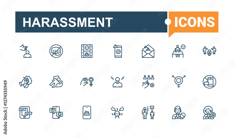 Harassment simple icon. Includes icons for inequality, violence, bullying, harassment, touching, sexual, man, people. Icons for design. Editable vector outline and solid icons. Harassment simple icon. Includes icons for inequality, violence, bullying, harassment, touching, sexual, man, people. Icons for design. Editable vector outline and solid icons.