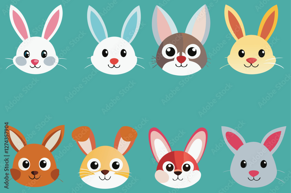 easter bunny head different collection illustration vector easter bunny head different collection illustration vector