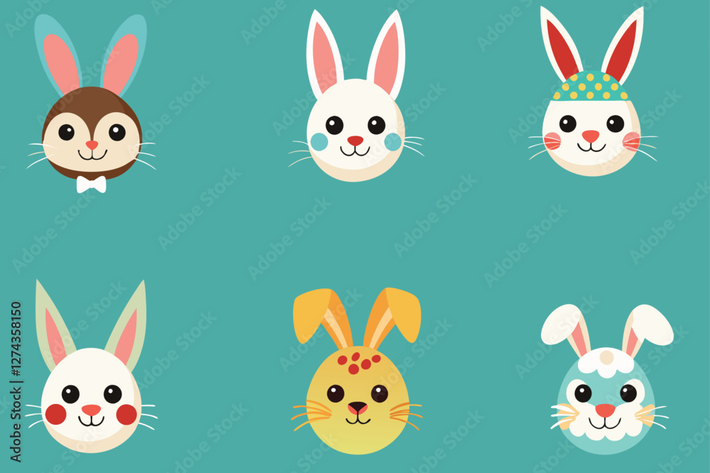 easter bunny head different collection illustration vector easter bunny head different collection illustration vector