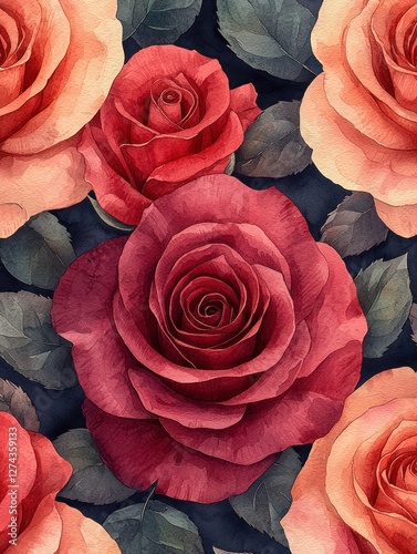 Vibrant arrangement of red and pink roses against a dark background, showcasing floral beauty