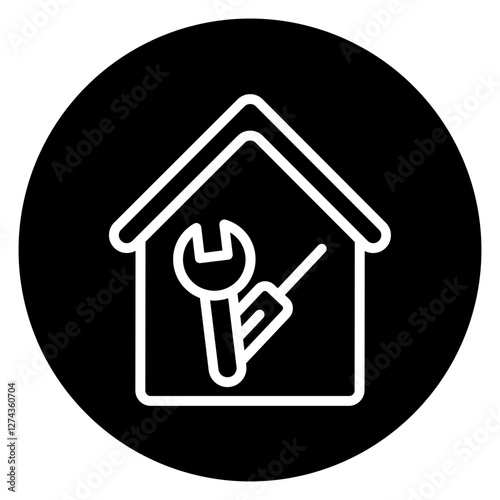 Inverted Bold Circle Home Renovation Icon