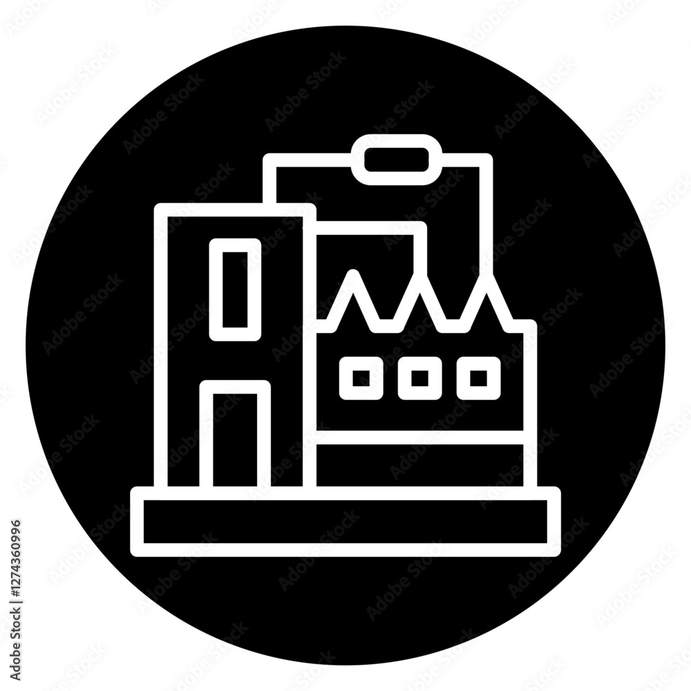 Inverted Bold Circle Factory Icon Inverted Bold Circle Factory Icon