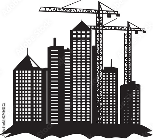 City Buildings icon black and white
