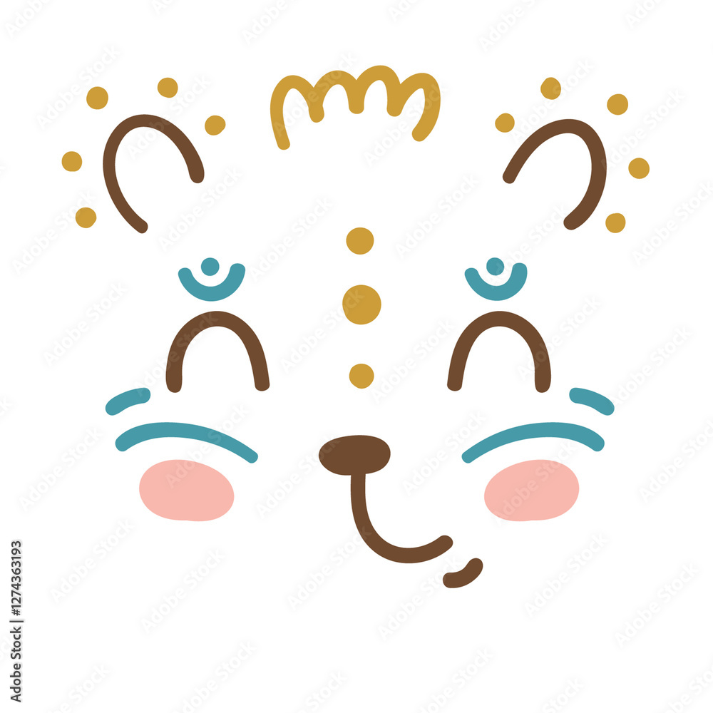 A cute, stylized bear face illustration with playful features and a cheerful expression. A cute, stylized bear face illustration with playful features and a cheerful expression.