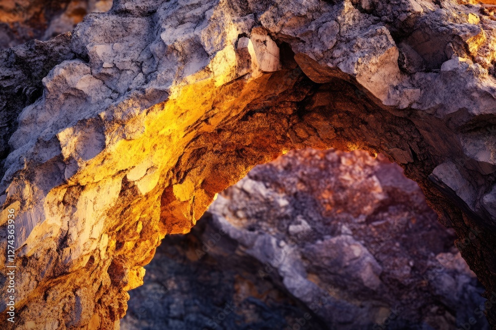 Golden sunlight illuminates a rugged rock formation, creating a dramatic contrast of colors and textures. Golden sunlight illuminates a rugged rock formation, creating a dramatic contrast of colors and textures.