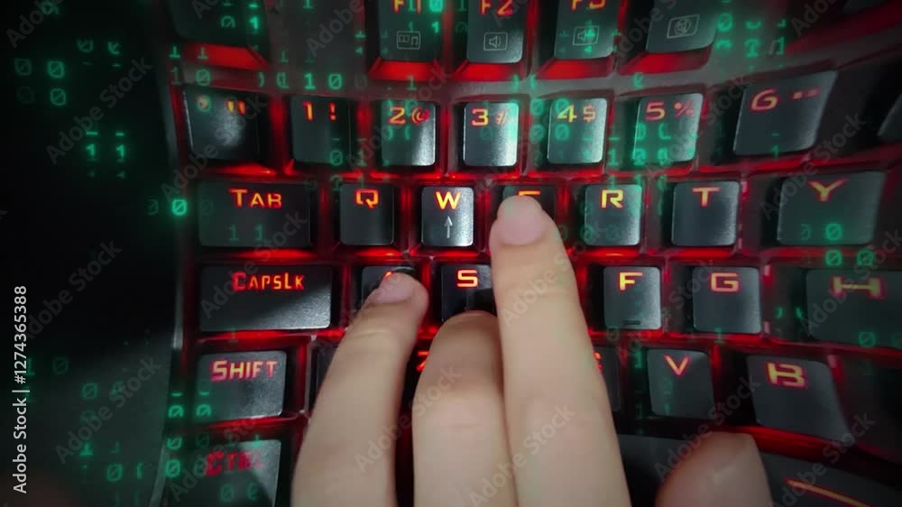 Green matrix raining binary code ascii strings of 0 and 1, hacker typing on keyboard cyberspace, cyber attack hacking, computer protection, safety, privacy, internet security. Alpha, 4K UHD