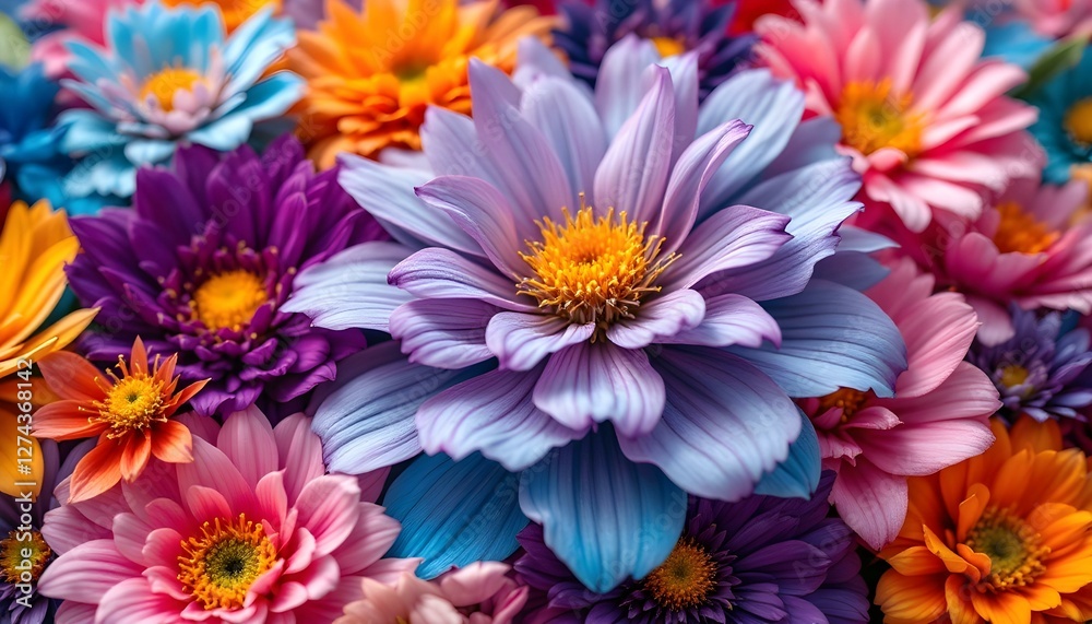 Fototapeta premium Vibrant multi-colored gerbera daisies in full bloom, showcasing nature's diverse palette and floral beauty