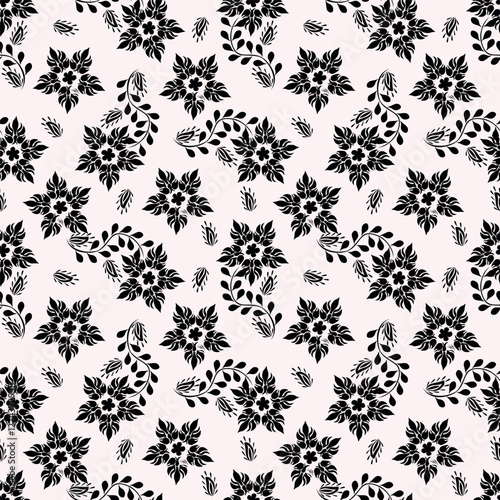 Seamless pattern with floral motifs. Vector illustration.