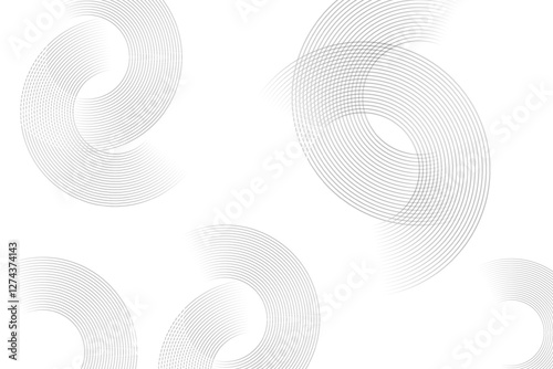 Grey abstract background with white circle lines. White abstract background. Modern circle lines pattern. Minimal lines pattern. Modern futuristic concept. Vector illustration.
