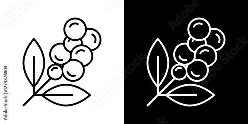 Coffee plant icon set. vector illustrations in black and white strokes