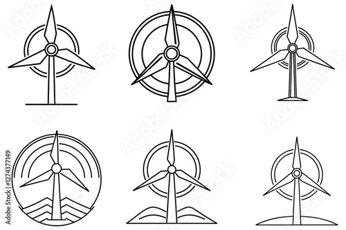 wind turbine icon vector line art design