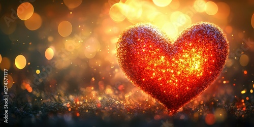 Sparkling heart with glowing lights creating a warm atmosphere during a romantic evening