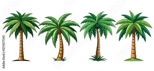 palm trees set on white. palm trees for decoration.