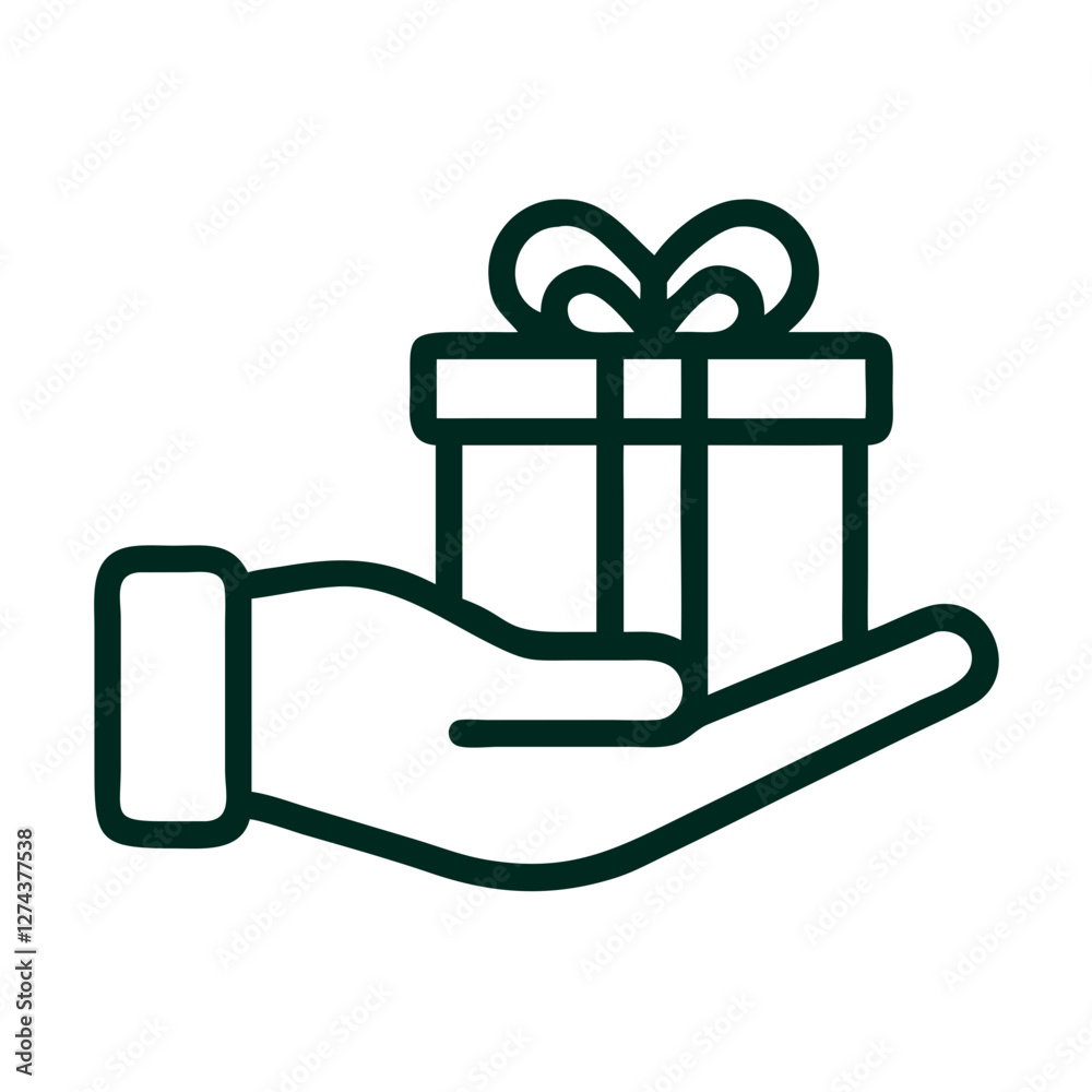 gift box on hand icon design gift box on hand icon design