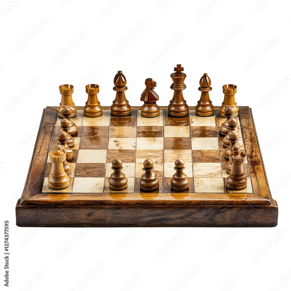 Wooden Chessboard Game Set Up Ready for Play Strategy Game Pieces Wooden Chessboard Game Set Up Ready for Play Strategy Game Pieces