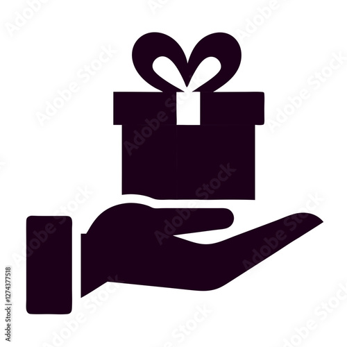 gift box on hand icon design