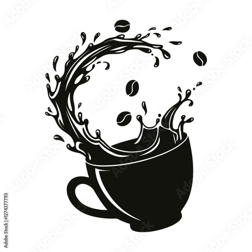Coffee Splashing from a Cup, a Bold Design