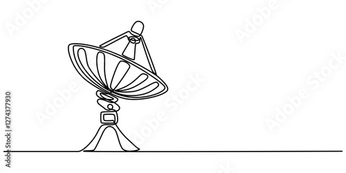 Continuous one line drawing of satellite dishes or radio antennas. Single line draw design vector graphic illustration, Continuous line design of satellite antenna. Technology device symbol design. 
