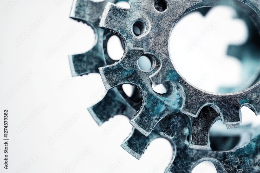 Close-up of interlocking metallic gears, showcasing intricate details and a textured surface. Close-up of interlocking metallic gears, showcasing intricate details and a textured surface.