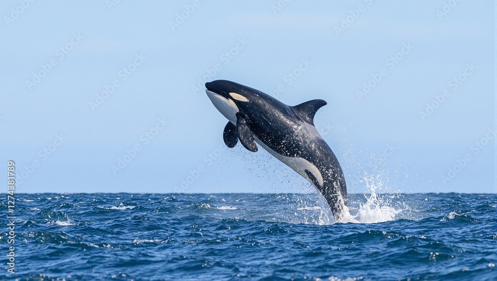 Obraz premium Majestic Orca Whale Breaching Dramatically