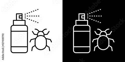 Insecticide icon set. vector illustrations in black and white strokes