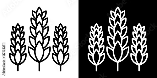 Lavender icon set. vector illustrations in black and white strokes