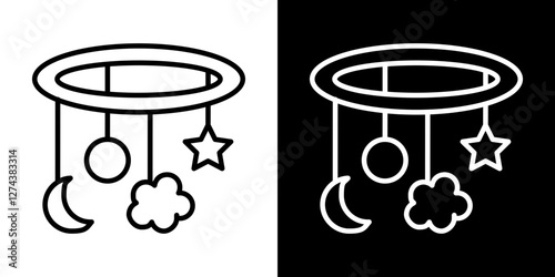 Lullaby toy icon set. vector illustrations in black and white strokes