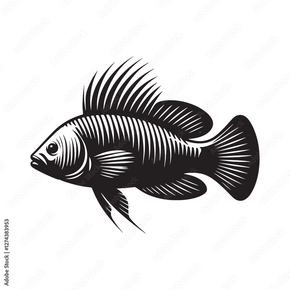Ornamental Wrasse fish silhouette, ideal for digital and print - Wrasse fish illustration - Minimalist Wrasse vector - Fish silhouette
Ornamental Wrasse fish silhouette, ideal for digital and print - Wrasse fish illustration - Minimalist Wrasse vector - Fish silhouette