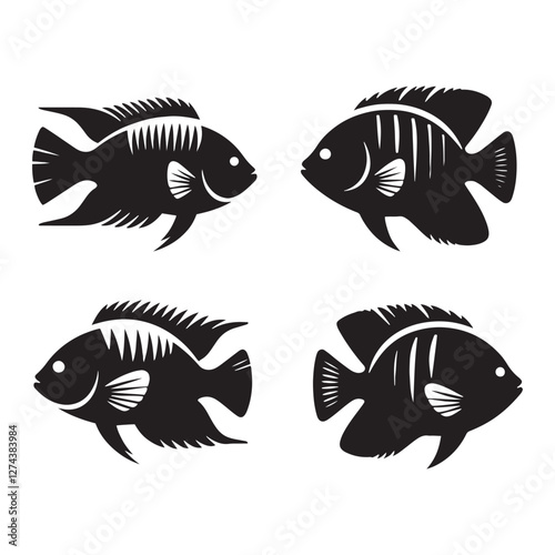 Ethereal Wrasse fish silhouette, blending realism and abstraction - Wrasse fish illustration - Minimalist Wrasse vector - Fish silhouette
