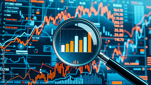 Business audit stock financial finance management on analysis data strategy with graph accounting marketing or report chart economy investment research profit concept.