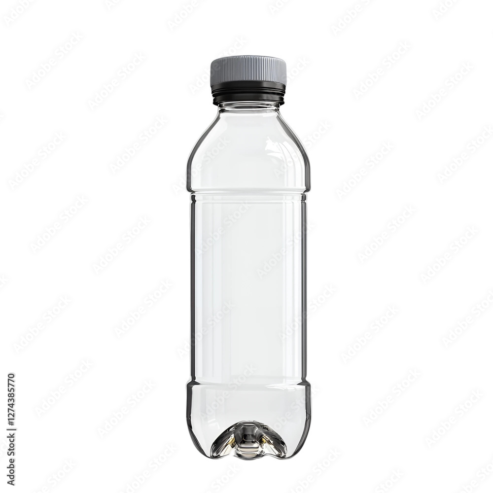 Transparent Plastic Water Bottle Mockup Empty Beverage Container Grey Cap Studio Shot Transparent Plastic Water Bottle Mockup Empty Beverage Container Grey Cap Studio Shot