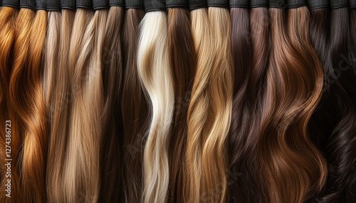 Natural Hair Extension Tools: Variety Of Hair Samples For Different Looks photo