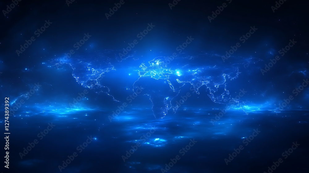 Fototapeta premium World Illumination, A Cosmic Perspective of Global Connectivity and Data
