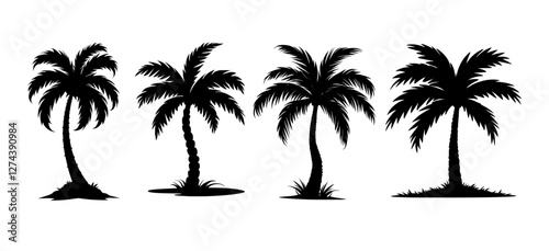 silhouette palm trees set for design purpose.