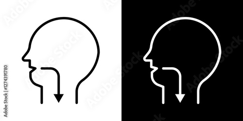 Swallowing reflex icon set. vector illustrations in black and white strokes