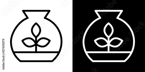 Terrarium icon set. vector illustrations in black and white strokes