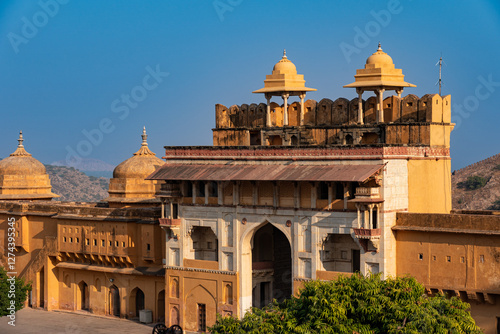 India. Rajasthan. Jaipur. Amber fort. The Sun Gate, entrance to the fort