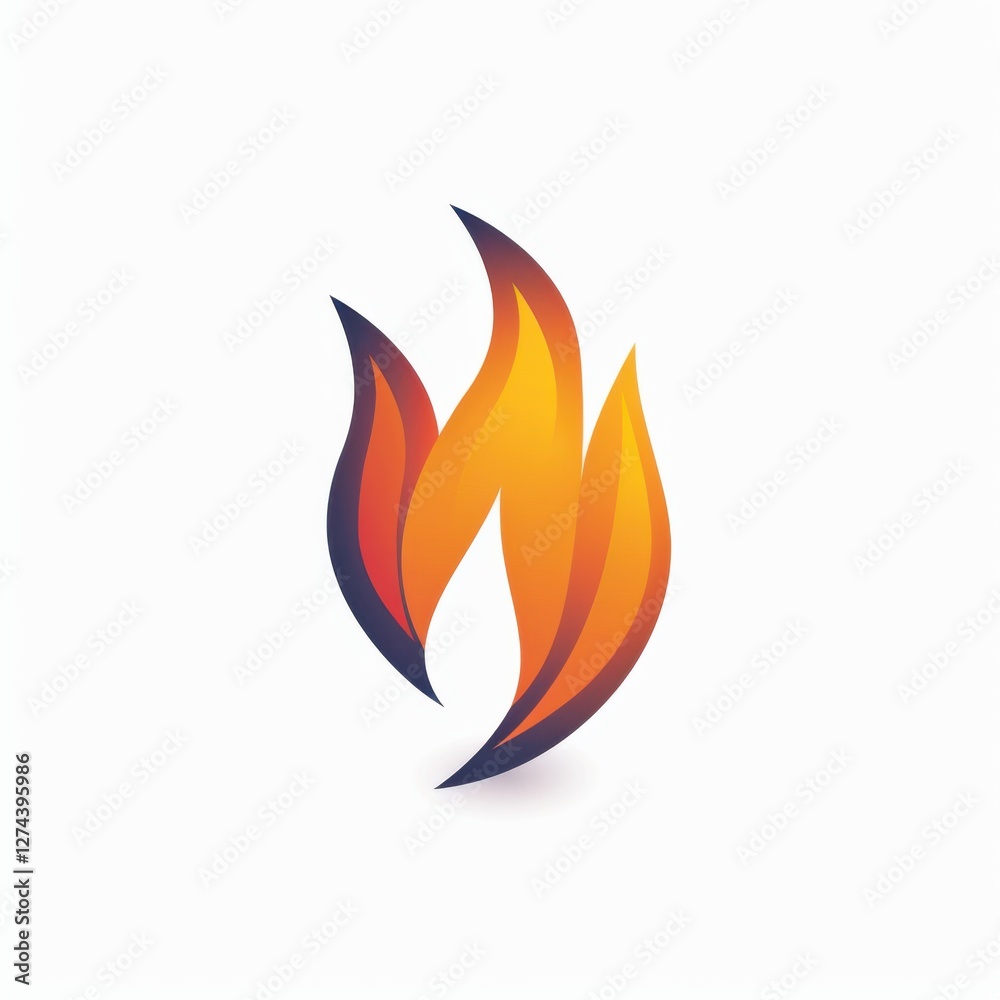 A bold fire logo with intense flames and strong lines, centered on a white background A bold fire logo with intense flames and strong lines, centered on a white background