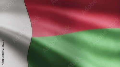 Madagascar Flag 4K, The flag of Madagascar is presented in stunning 4K resolution, featuring a continuous and seamless loop for a smooth and high-quality display.
