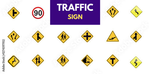 Set of road signs and traffic light vectors. Traffic signs collection. Signs of danger, mandatory, obligations, animal crossing, and alerts. Supplementary and routing table. Temporary traffic signs.