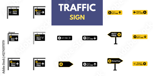 Airport duty-free sign icon. Travel label vector duty-free symbol. 